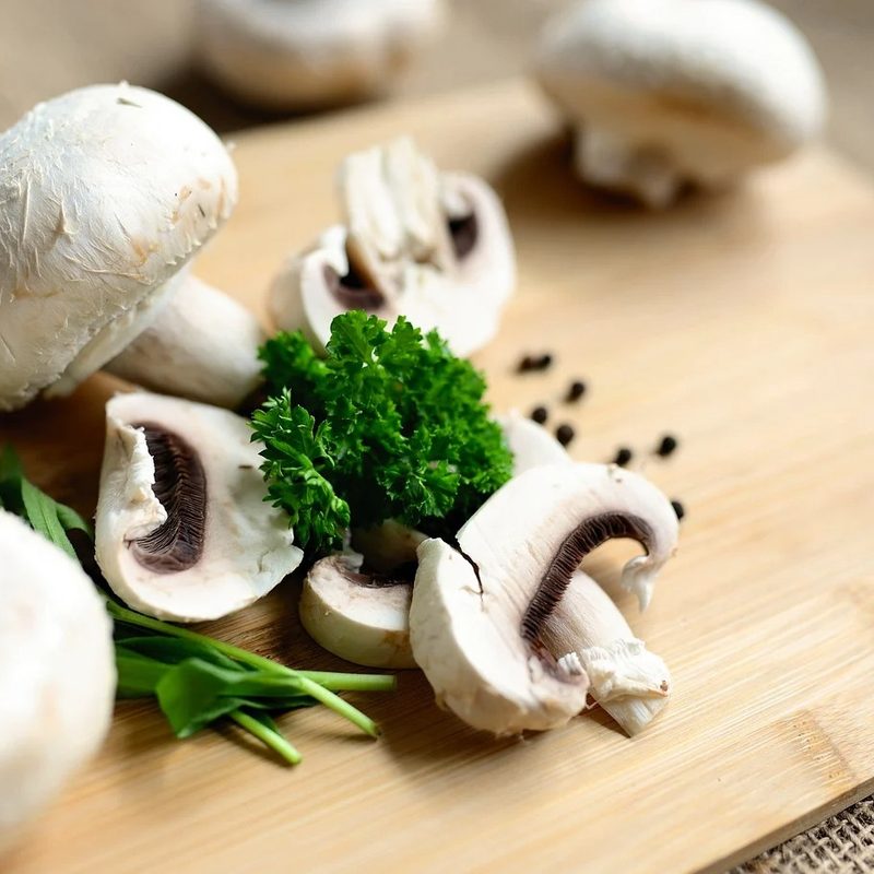 Sliced mushrooms.