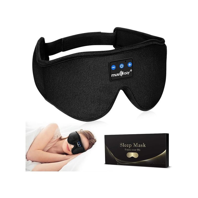MUSICOZY Sleep Headphones Bluetooth displayed on woman sleeping.