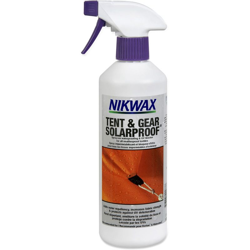 Nikwax Tent and Gear SolarProof Waterproofing Spray helps waterproof your tent's rainfly.