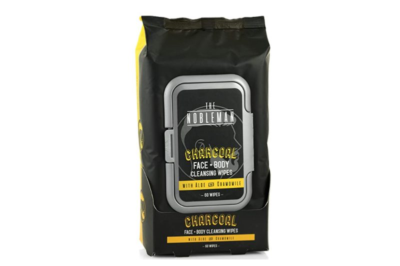 Nobleman charcoal face and body wipes for men displayed on a white background.