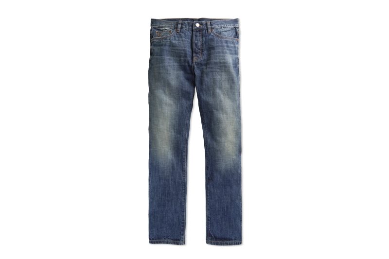 A pair of Outerknown Ambassador Slim Fit S.E.A. Jeans displayed on plain background.