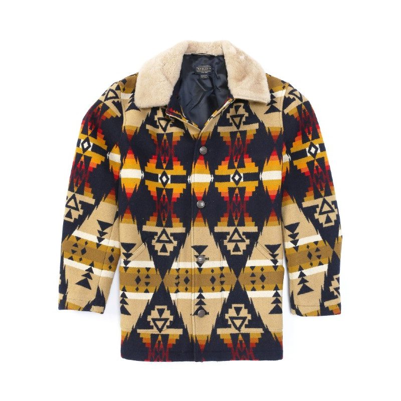 Pendleton Brownsville Shearling-Collar Coat on white background.
