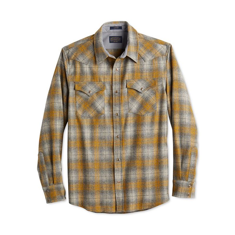 A Pendleton Snap-Front Western Canyon Shirt in grey/gold ombre variant. 