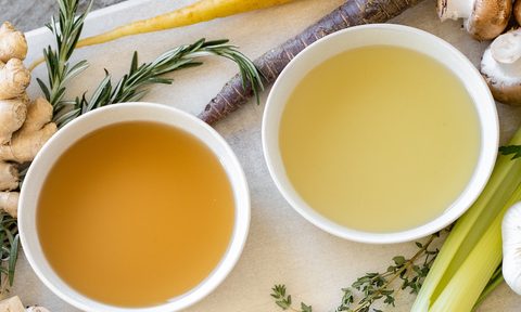 Two bowls of bone broth