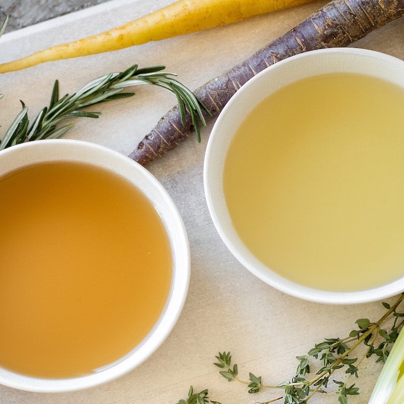 Two bowls of bone broth