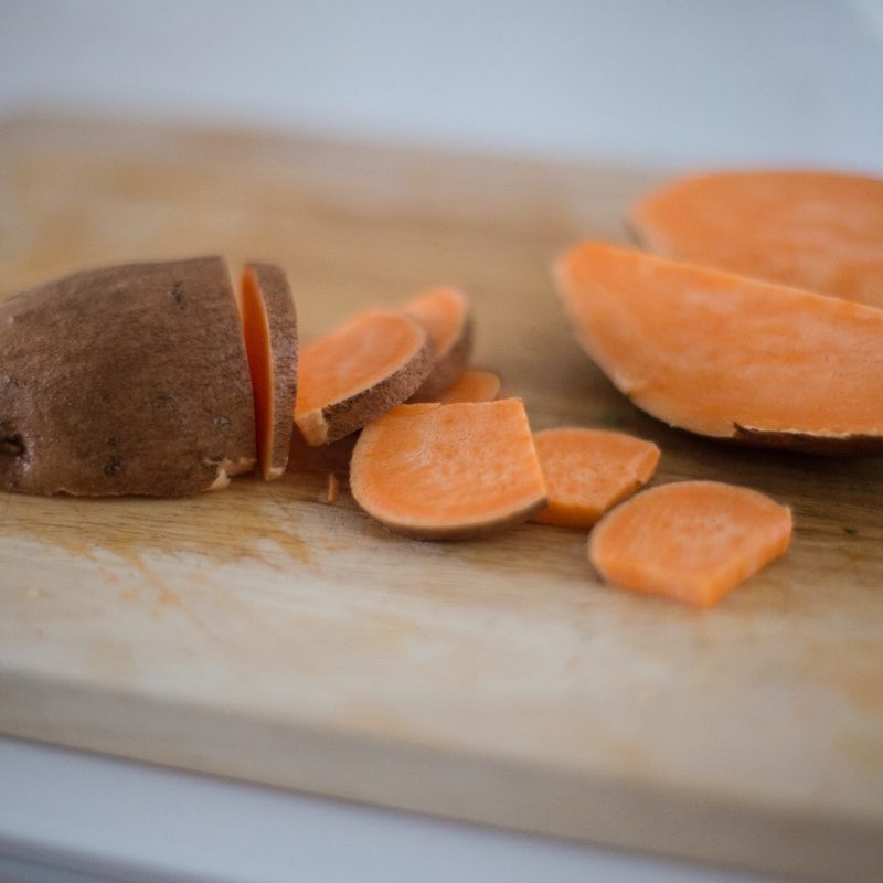 Raw sweet potato.