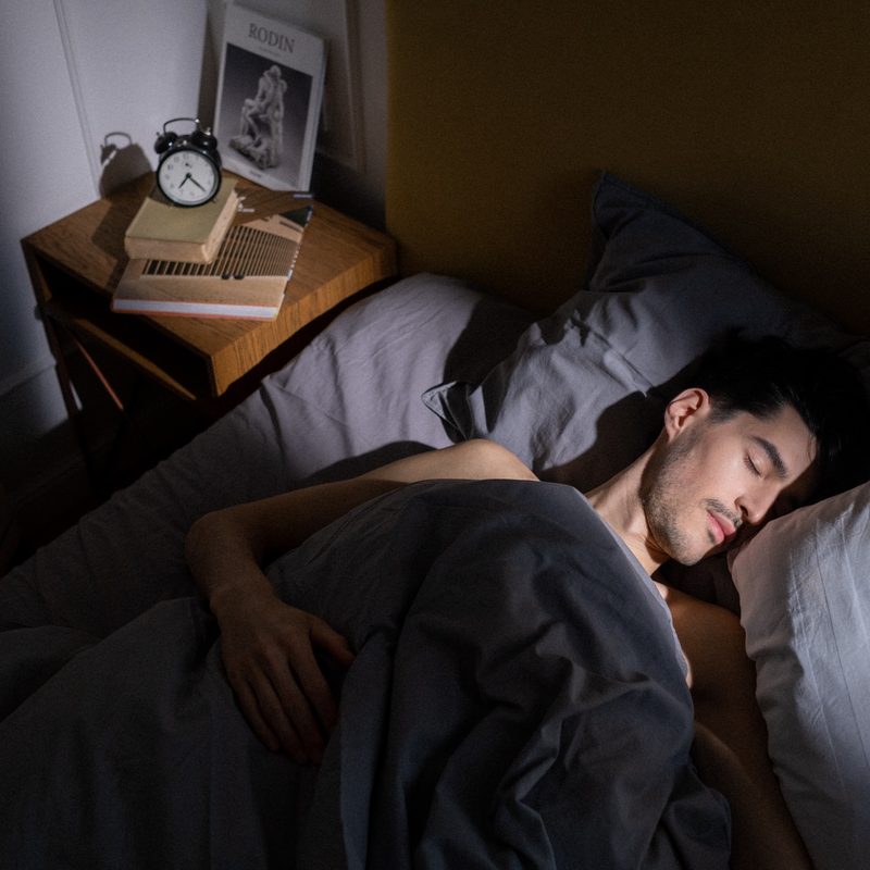 Man getting enough sleep
