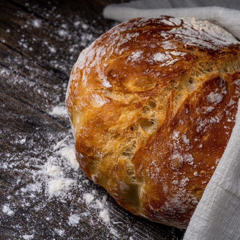 Bread made with yeast.