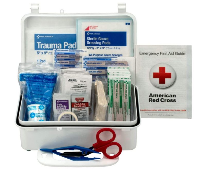 First-aid kit for winter roadside emergencies.