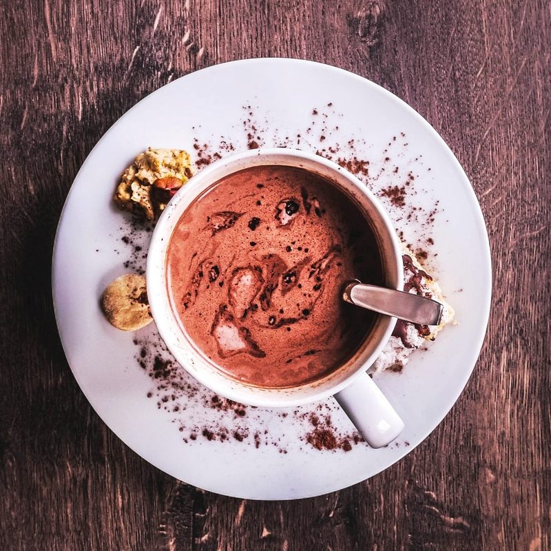 Red Wine Hot Chocolate in mug.