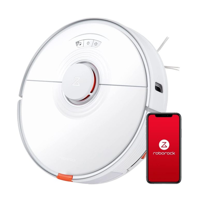 Roborock S7 Plus with mobile app open.