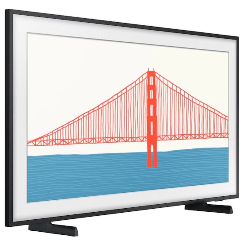 The Samsung Frame TV showing a drawing of the Golden Gate Bridge.