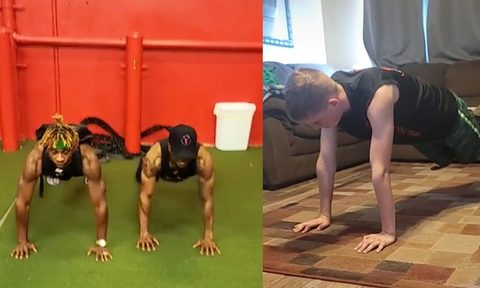 TikTokkers doing the 'Rock the Boat' push-up challenge.