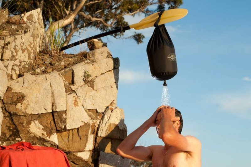 Portable camping pocket shower.