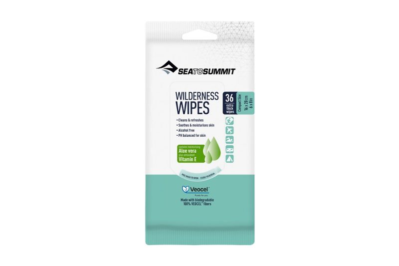 Sea to Summit wilderness wipes displayed on a white background.