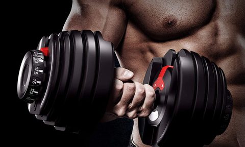SKONYON Adjustable Dumbbell in use by model.