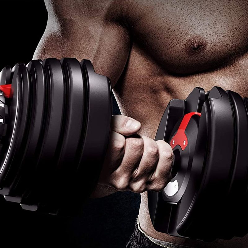 SKONYON Adjustable Dumbbell in use by model.