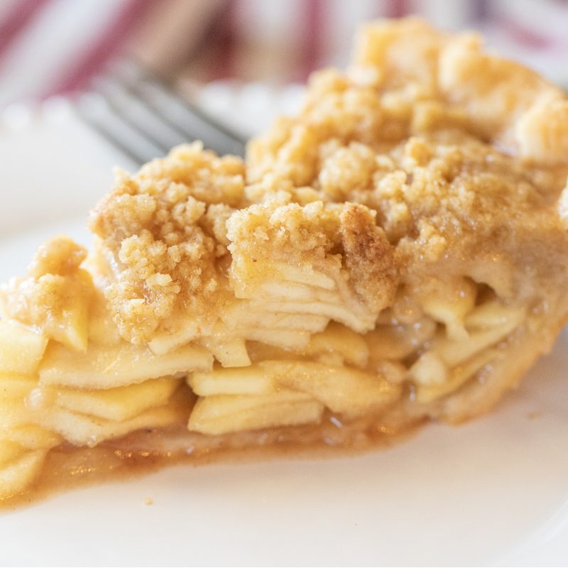 Sliced of Smoked Dutch Apple Pie on a plate.