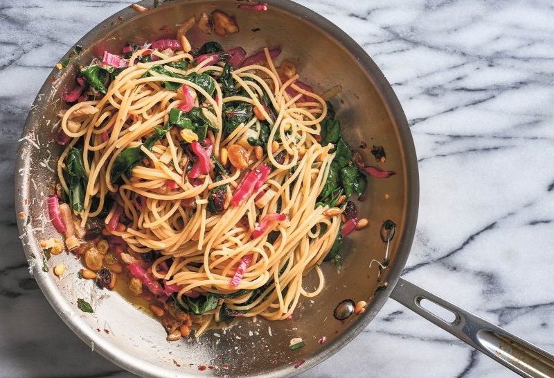 Spaghetti with Swiss chard.