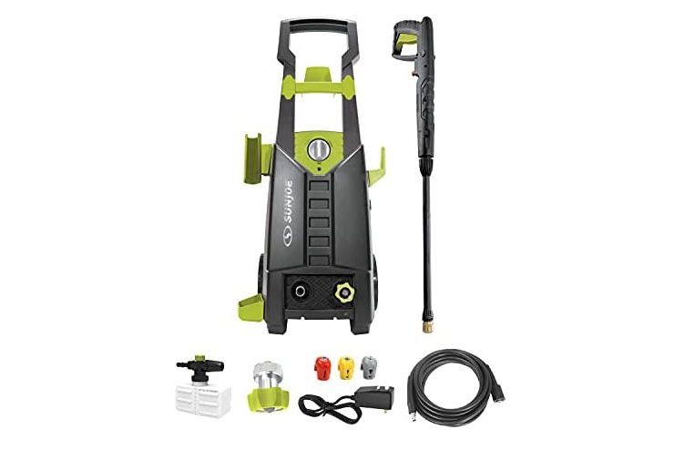 Sun Joe SPX2688-MAX Electric Pressure Washer and its accessories.