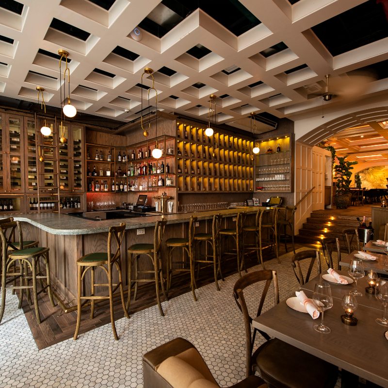 The dining room of Tasca restaurant in NYC.