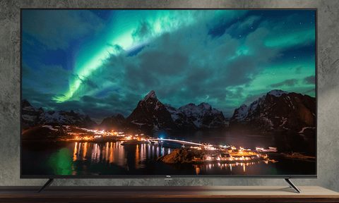TCL 4K Android Smart TV in a living room.