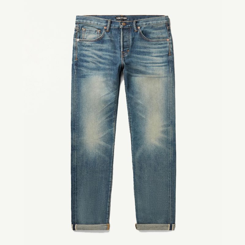 A pair of Tom Ford Slim-Fit Selvedge Jeans.