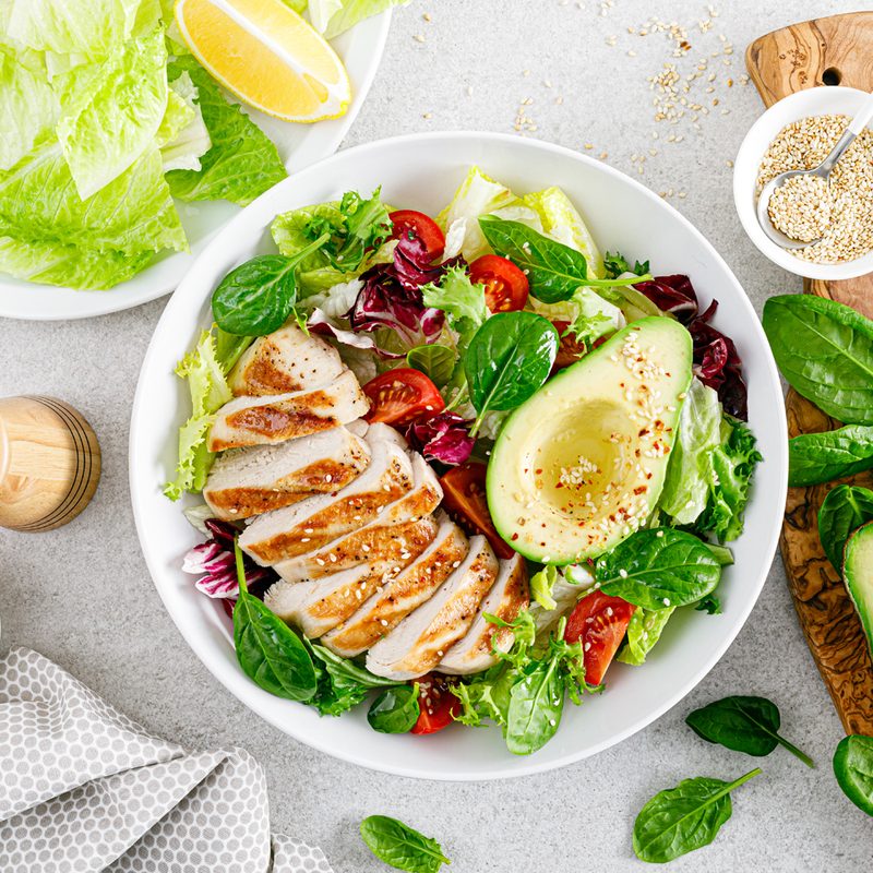 A bowl of a keto-friendly dish on a table.