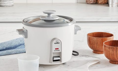 Zojirushi NHS-06 3-Cup (Uncooked) Rice Cooker on a kitchen counter.