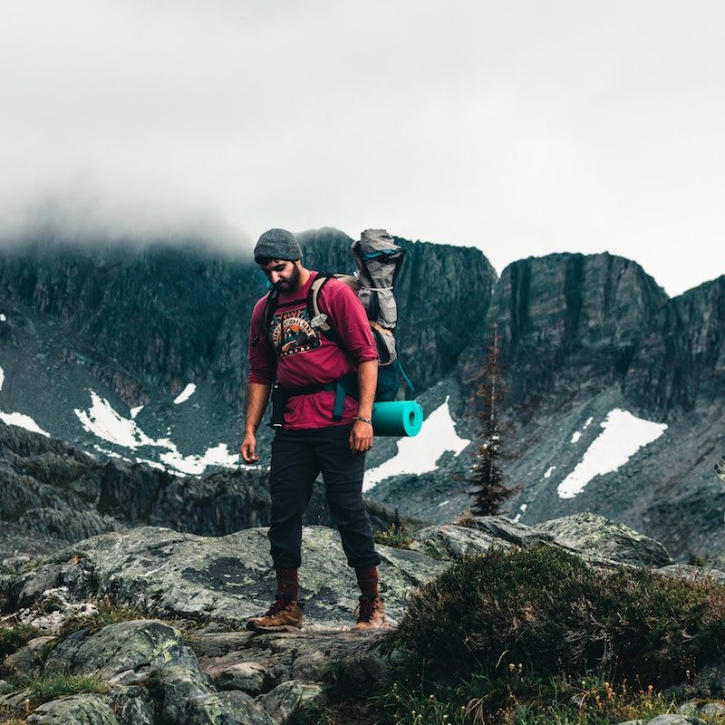 man hiking.
