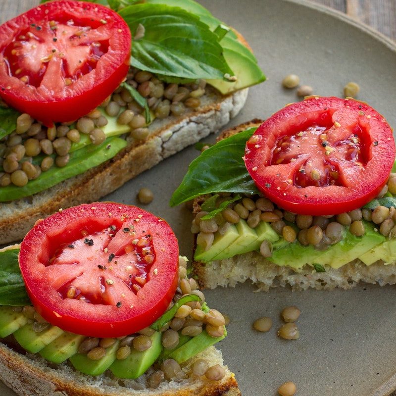Healthy food with avocados and tomatoes