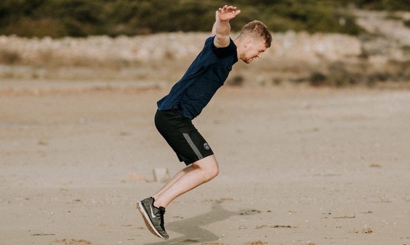 Jumping in sand.