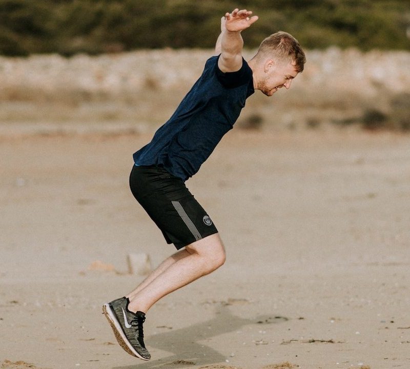 Jumping in sand.