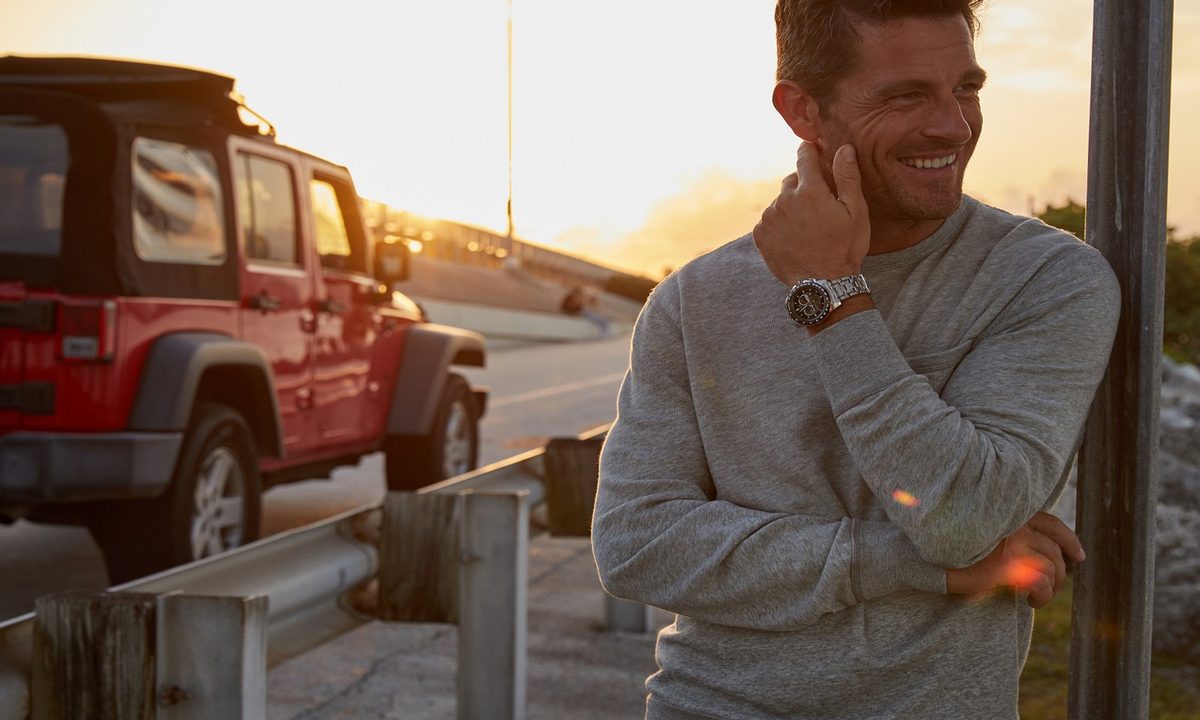 Man wearing luxury watch on the town