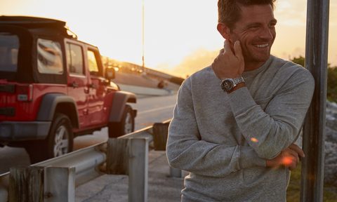 Man wearing luxury watch on the town