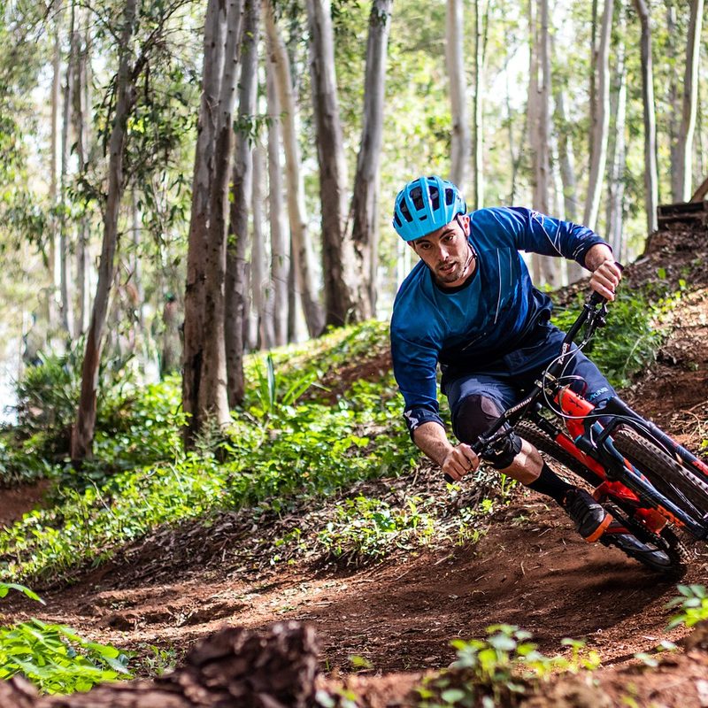 Georgia mountain biking trail turn