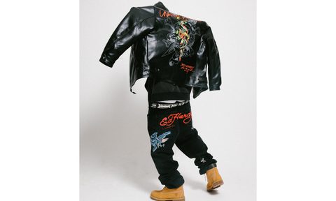 The second drop from the Unknown x Ed Hardy range includes denim, a leather jacket, long sleeve tees and a trucker cap, all featuring Ed Hardy prints and embroidery. Unknown are best-known for their rhinestone tracksuits, and this capsule sees these reworked through Ed Hardy’s aesthetic perfectly fusing the most instantly recognisable aspects of both brands and encapsulating the collaboration. Unknown enlist the support of US influencer, model and stylist Bloody Osiris who fronts the campaign.