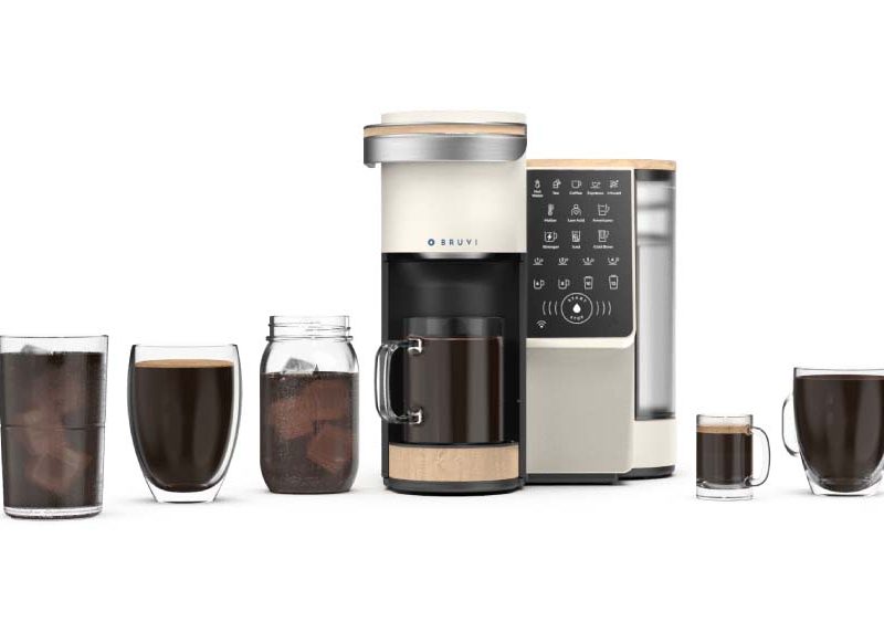 Bruvi Single-Serve Coffee Machine set on a white background.
