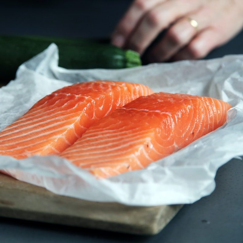 Raw salmon fillets