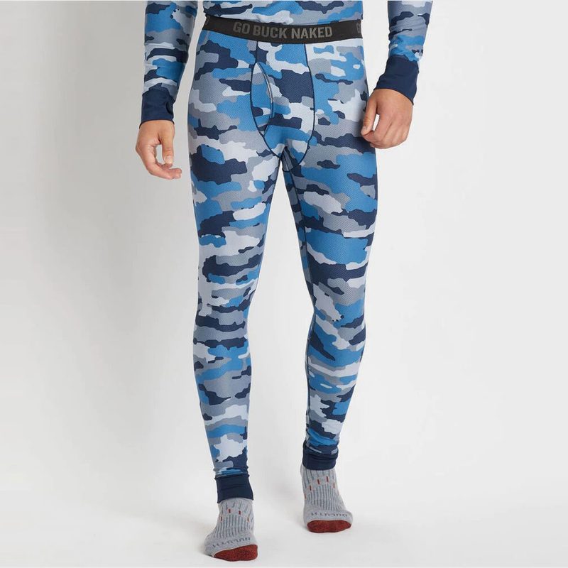 Duluth Trading's Go Buck Naked Performance Base Layer Pattern Pants on a white background.