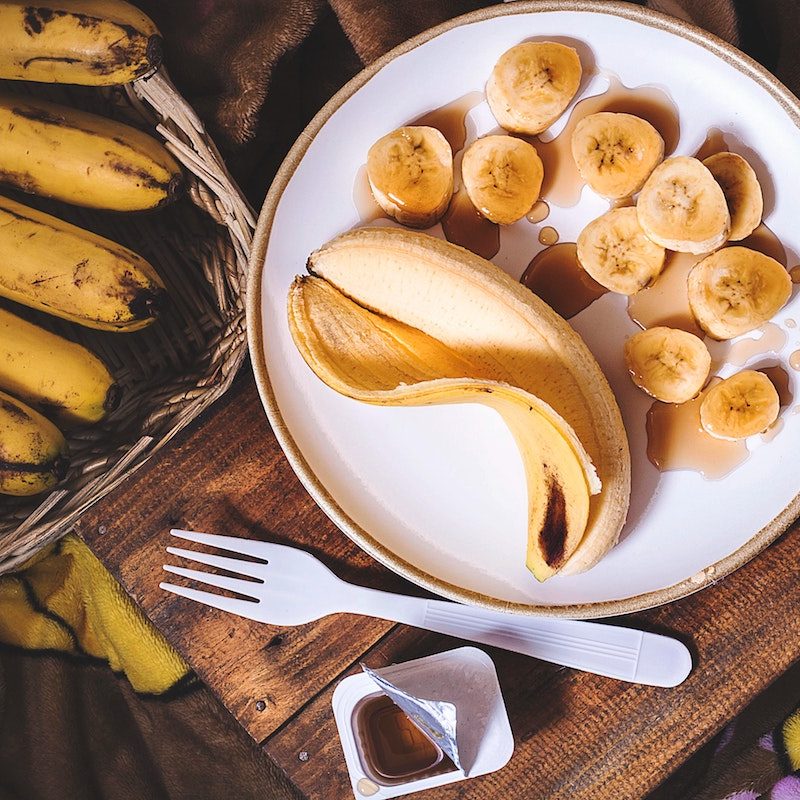 Sliced banana with honey