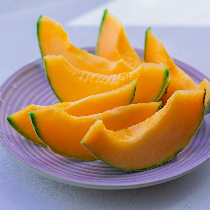 Sliced cantaloupe on a plate