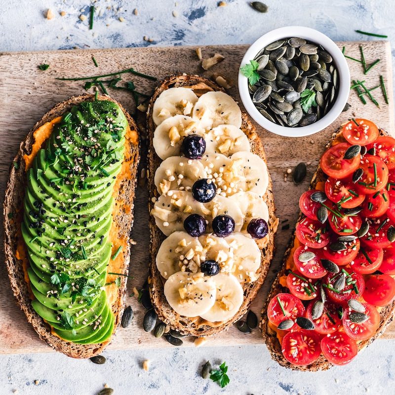 Healthy veggie topped toast