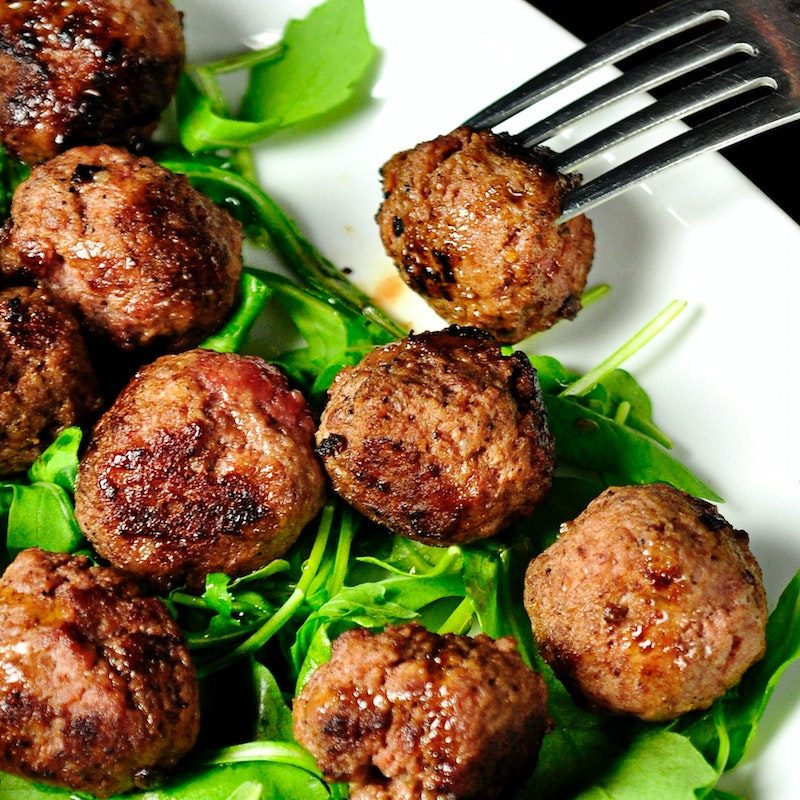 Meatballs on spinach
