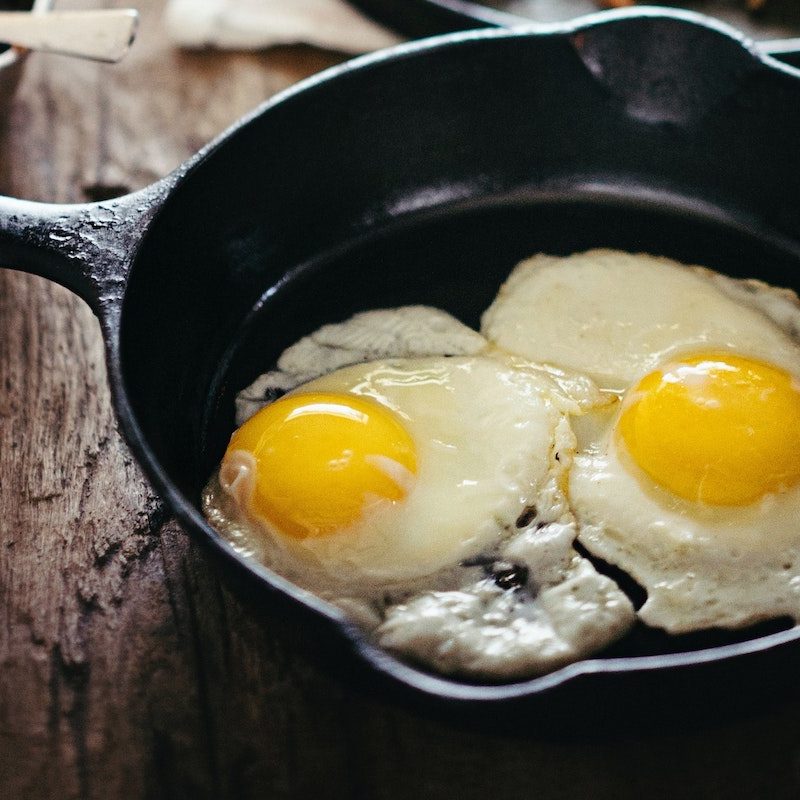 Fried eggs in a pan