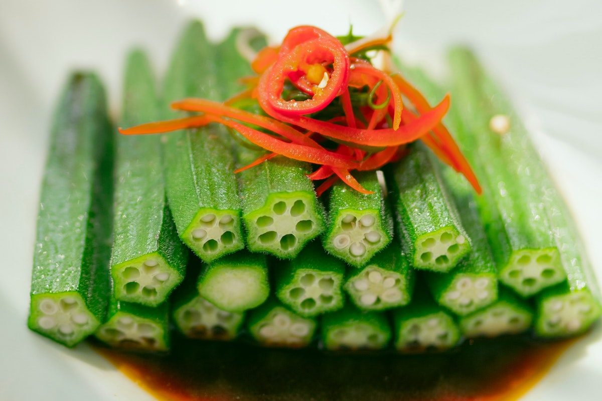 Stacks of okra