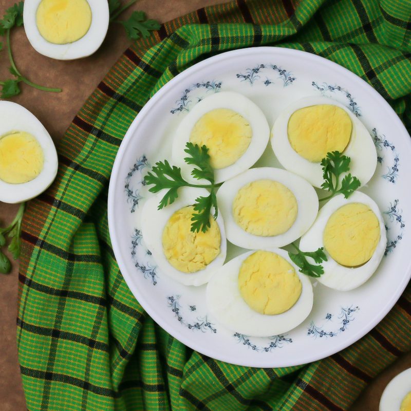 Hard Boiled Eggs on a plate.