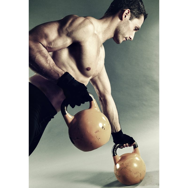 Man doing a Kettlebell Workout.
