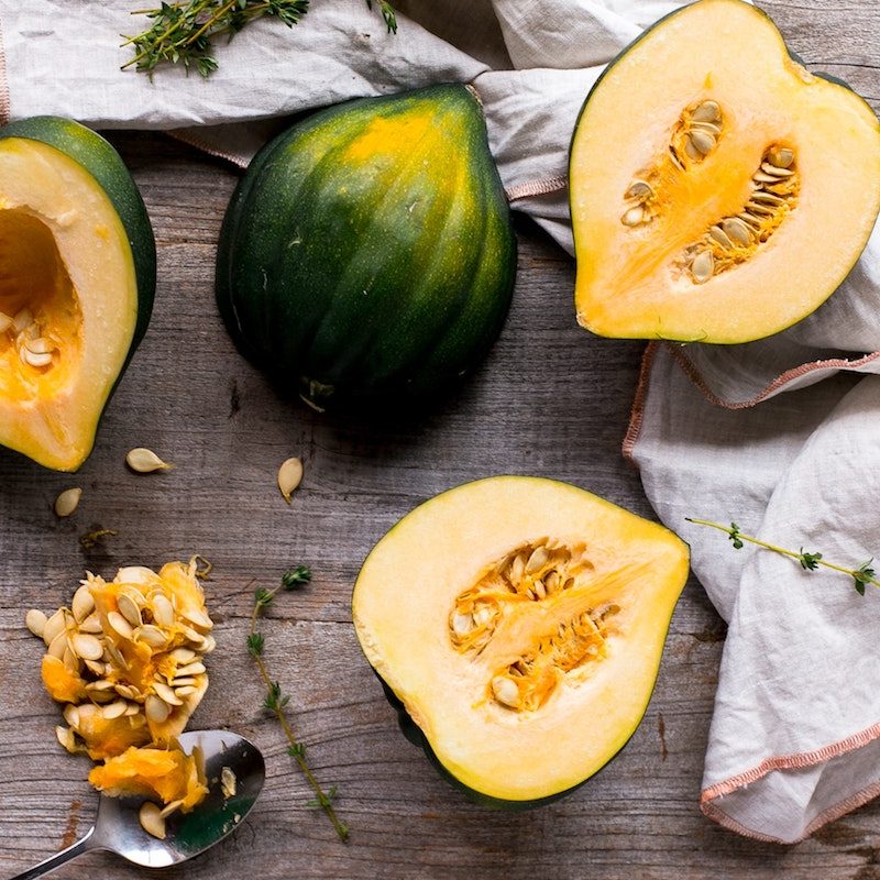 Acorn squash cut