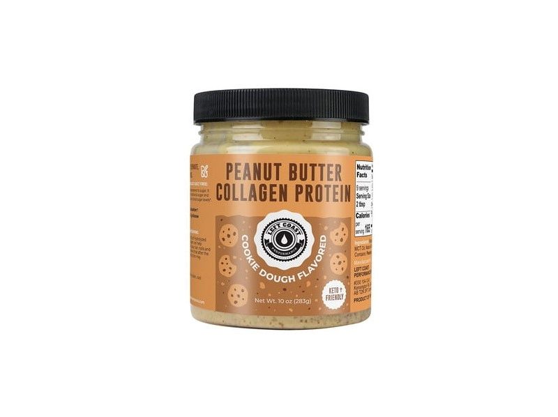 Left coast Performance Peanut Butter Protein Spread on a white background.